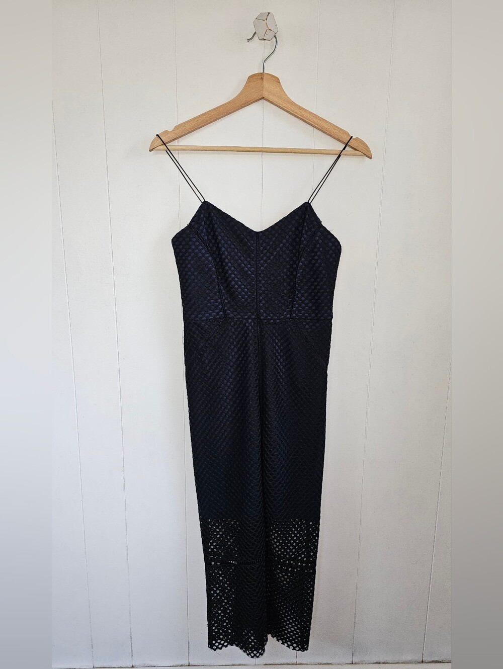 TOPSHOP Black & Blue Midi Slip Dress